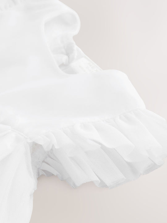 White Mesh Baby Dress (0mths-2yrs)