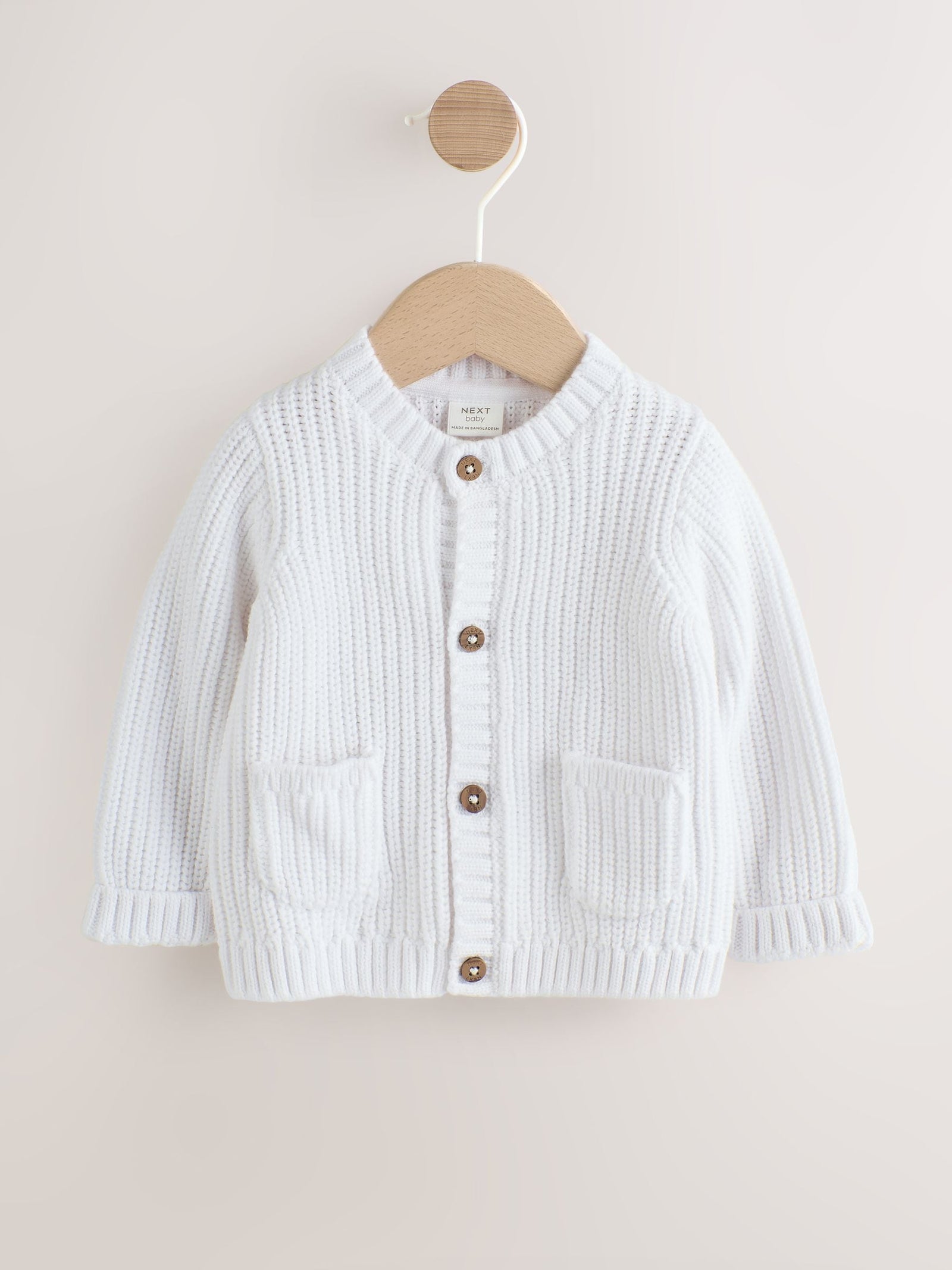 White Born In 2026 Baby Cardigan