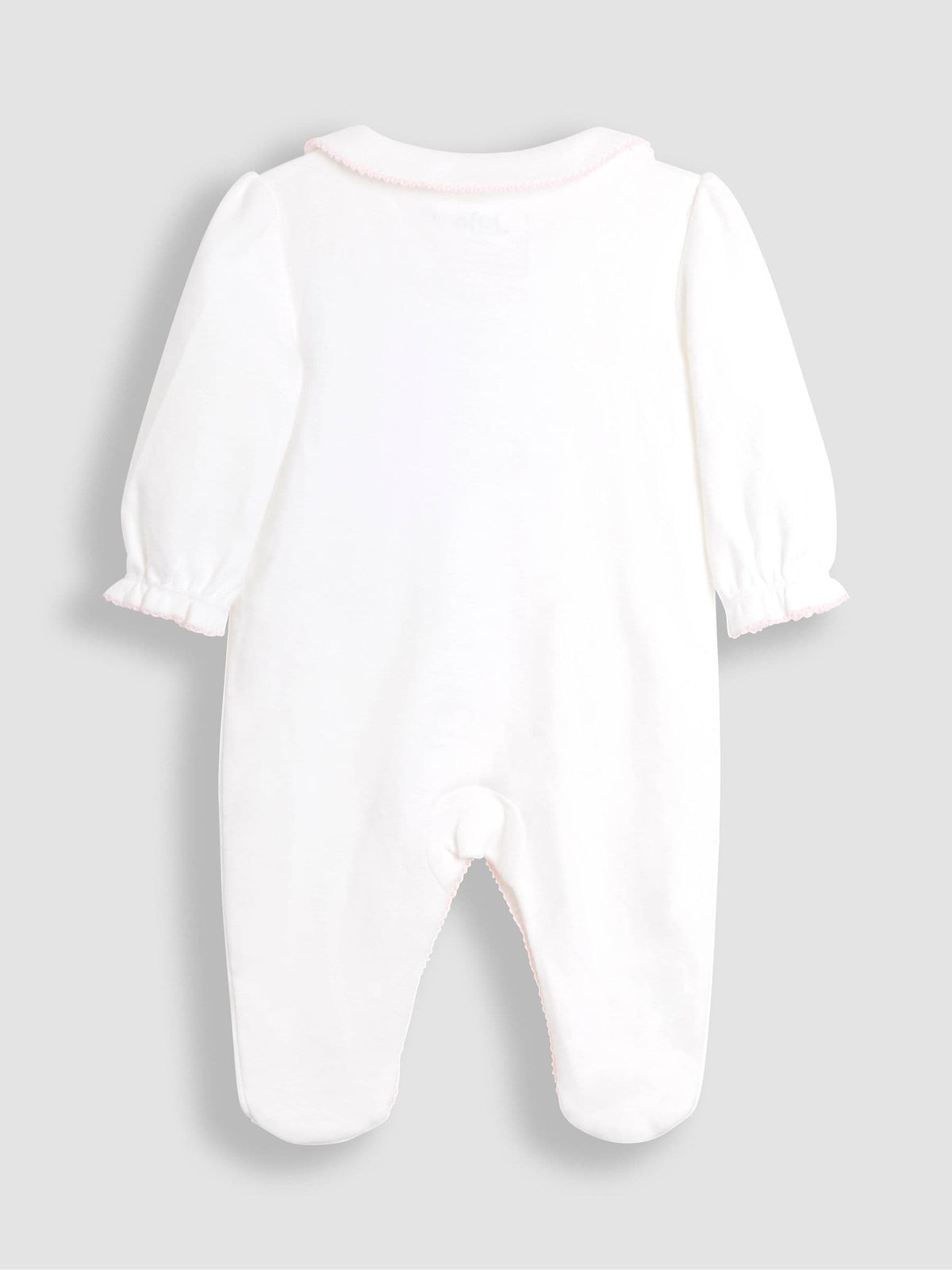 JoJo Maman Bébé Cream Cotton Collared 2-Piece Embroidered Sleepsuit and Hat Set