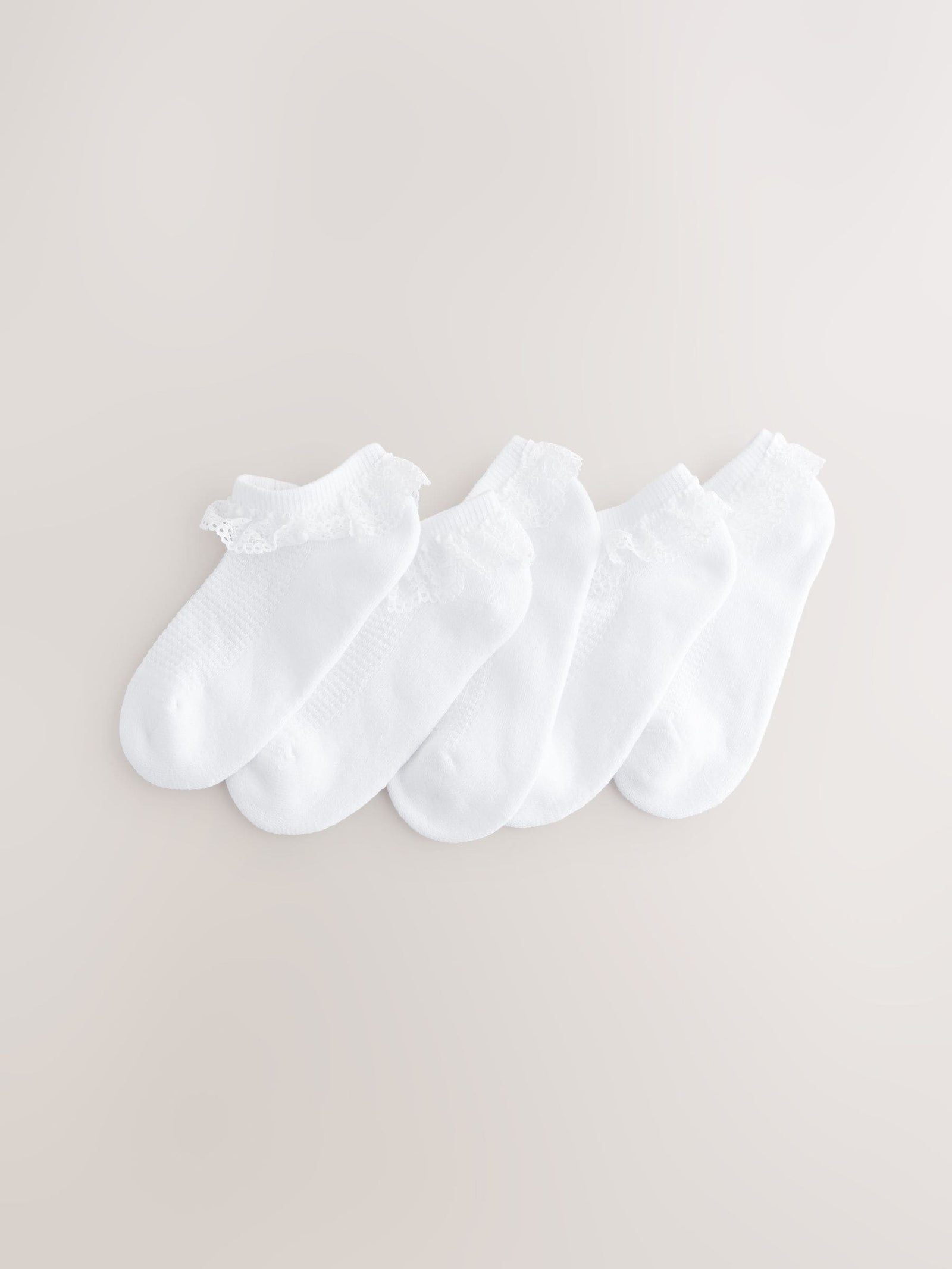 White 5 Pack Cotton Rich Cushioned Soles Ruffle Trainer Socks