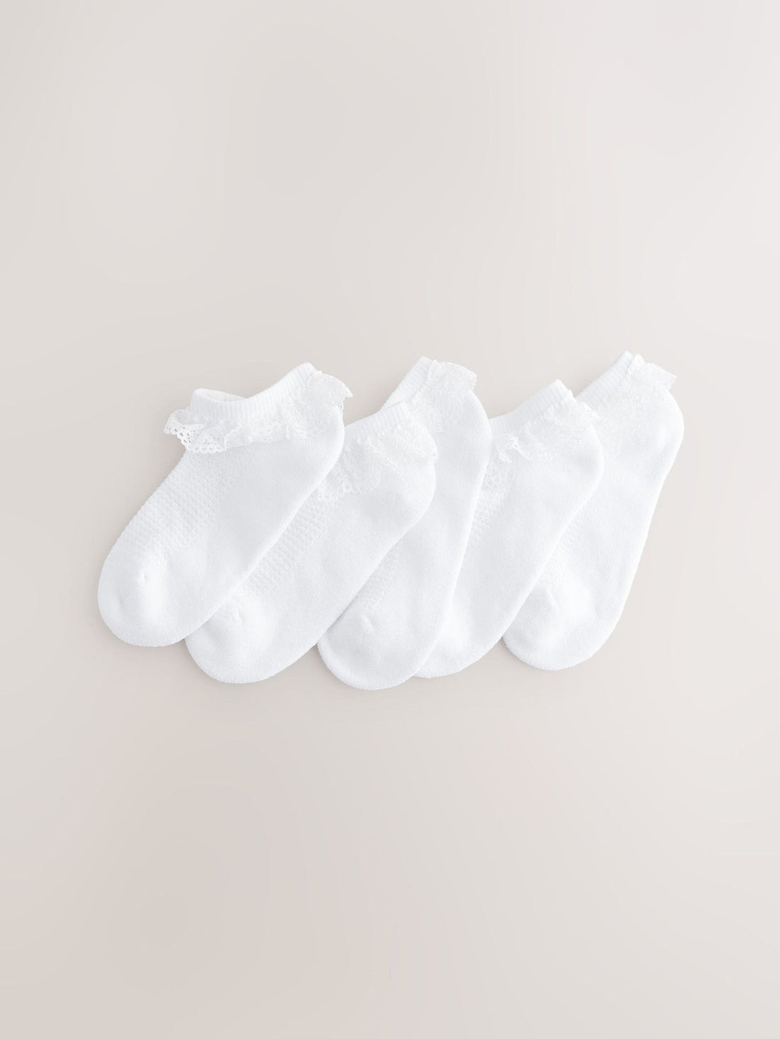 White 5 Pack Cotton Rich Cushioned Soles Ruffle Trainer Socks