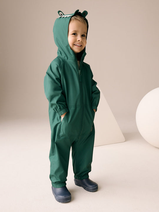 Green Crocodile Waterproof Fleece Lined Puddlesuit (3mths-7yrs)