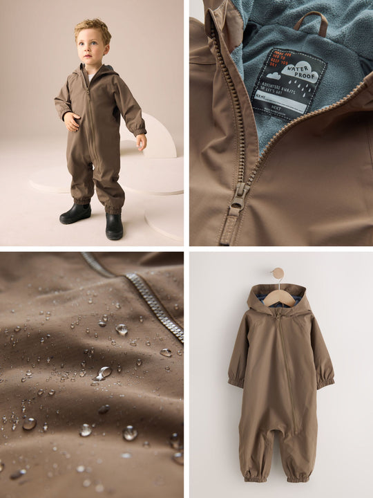 Brown Waterproof Fleece Lined Puddlesuit (3mths-7yrs)