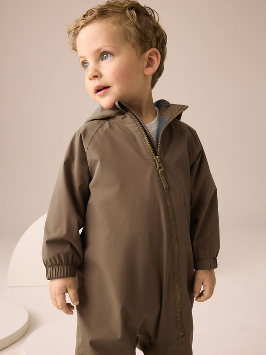 Brown Waterproof Fleece Lined Puddlesuit (3mths-7yrs)