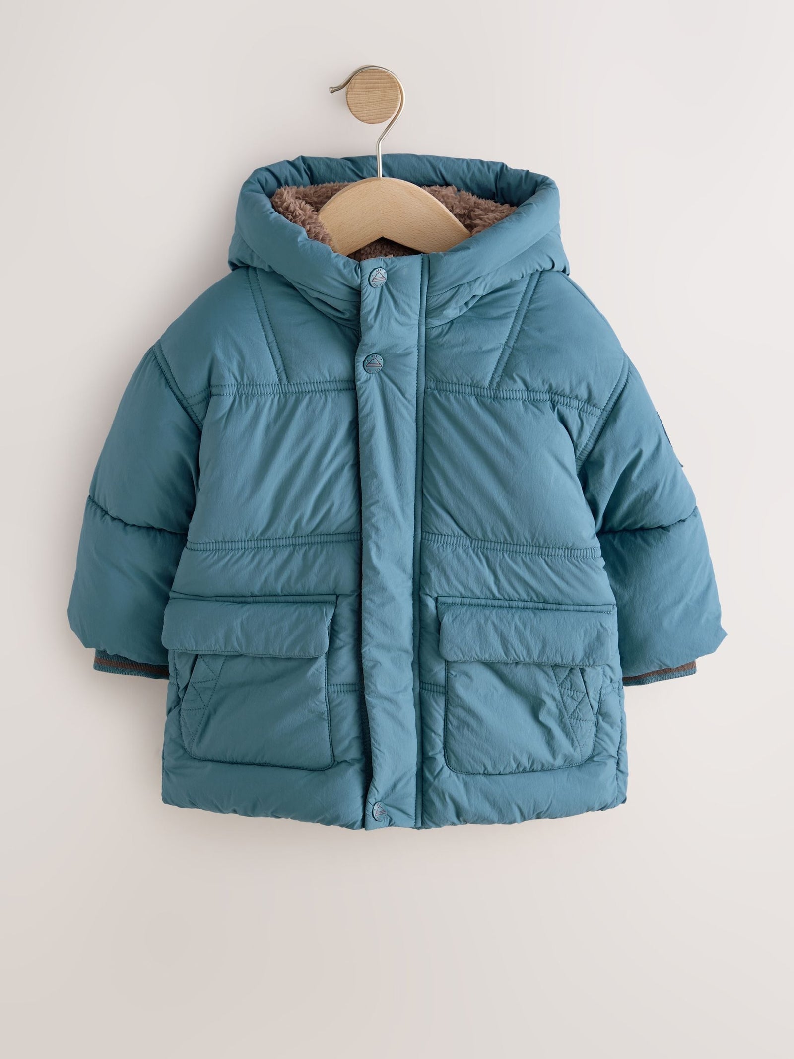 Blue Borg Lined Padded Shower Resistant Coat (3mths-7yrs)