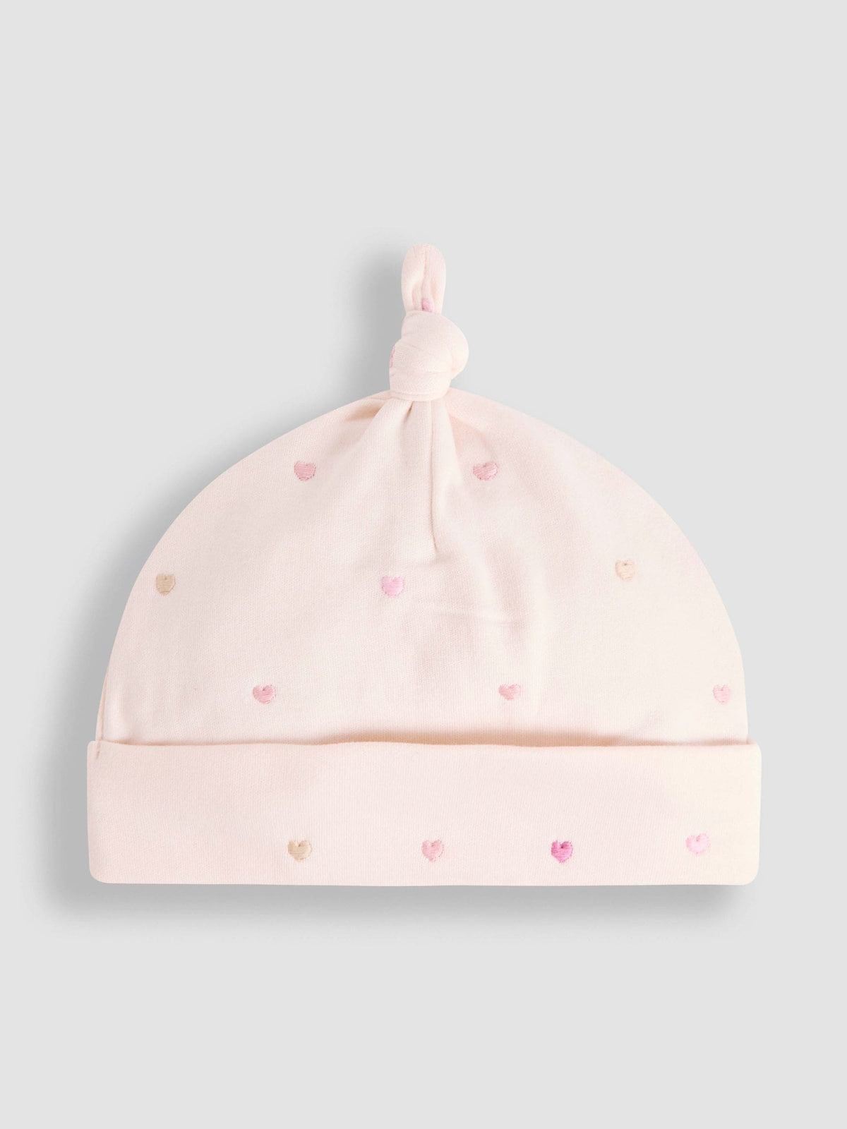 JoJo Maman Bébé Cream Heart Embroidered Cotton 2-Piece Sleepsuit and Hat Set