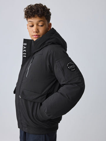 Baker by Ted Baker Shower Resistant Padded Bomber Black Coat