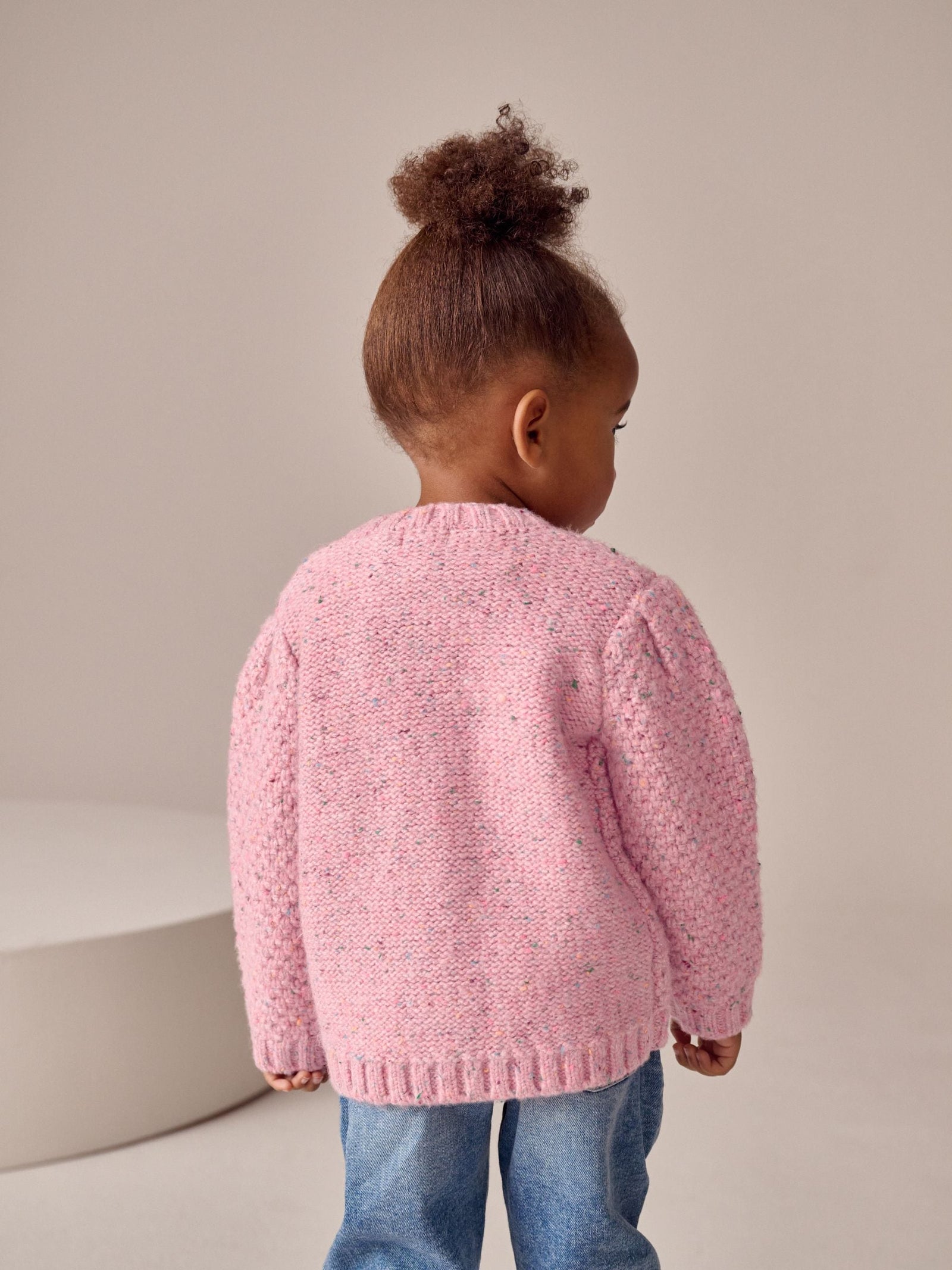 Pink Chunky Knit Bobble Cardigan (3mths-10yrs)
