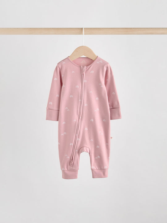 Pink 4 Pack Two Way Zip Baby Sleepsuits (0mths-3yrs)