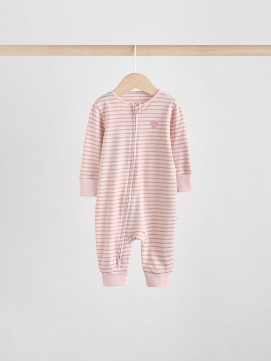 Pink 4 Pack Two Way Zip Baby Sleepsuits (0mths-3yrs)