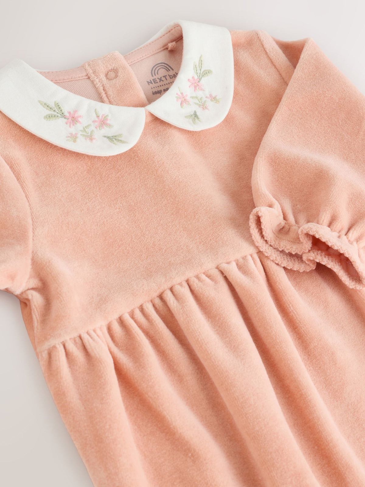 Pink Velour Baby Sleepsuit (0mths-3yrs)
