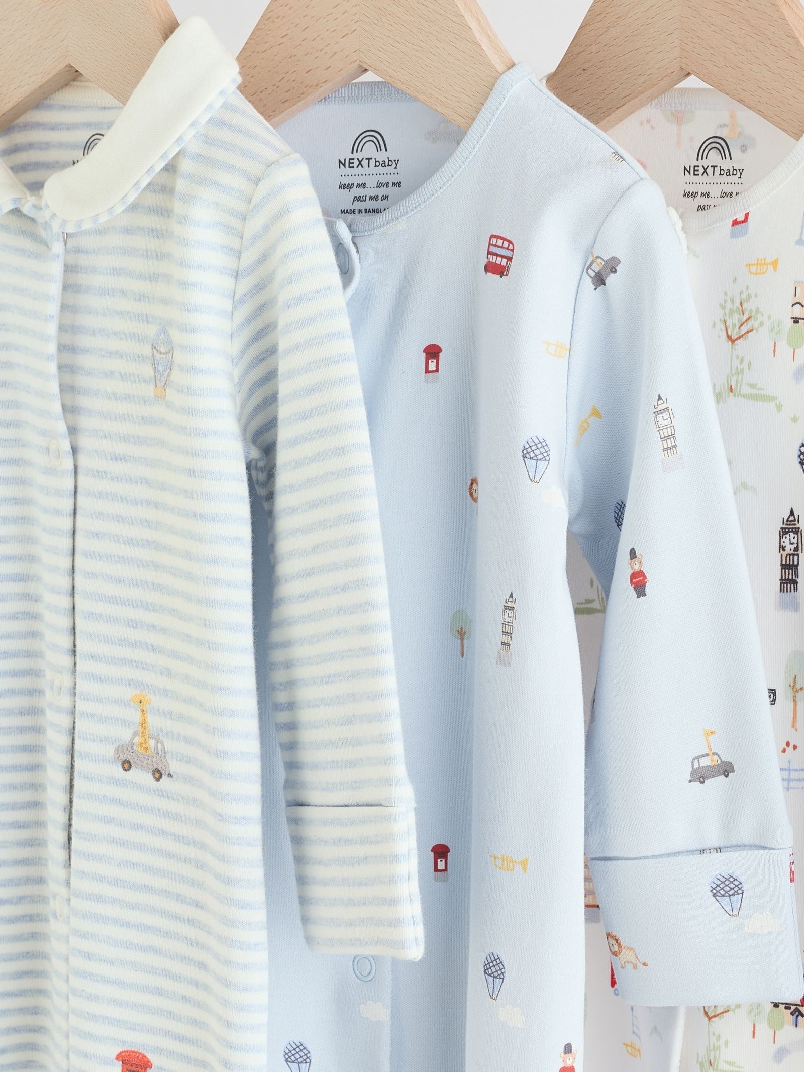 Blue London Baby Sleepsuits 3 Pack