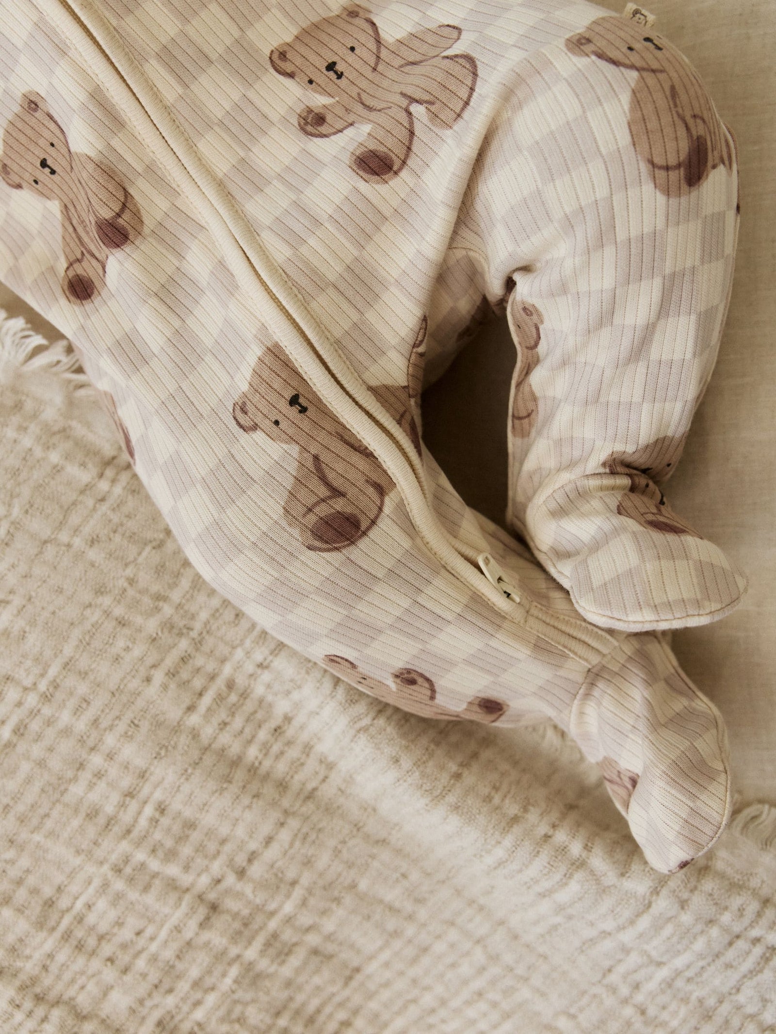 Brown Bear Print Two Way Zip Baby Sleepsuits 4 Pack (0mths-2yrs)