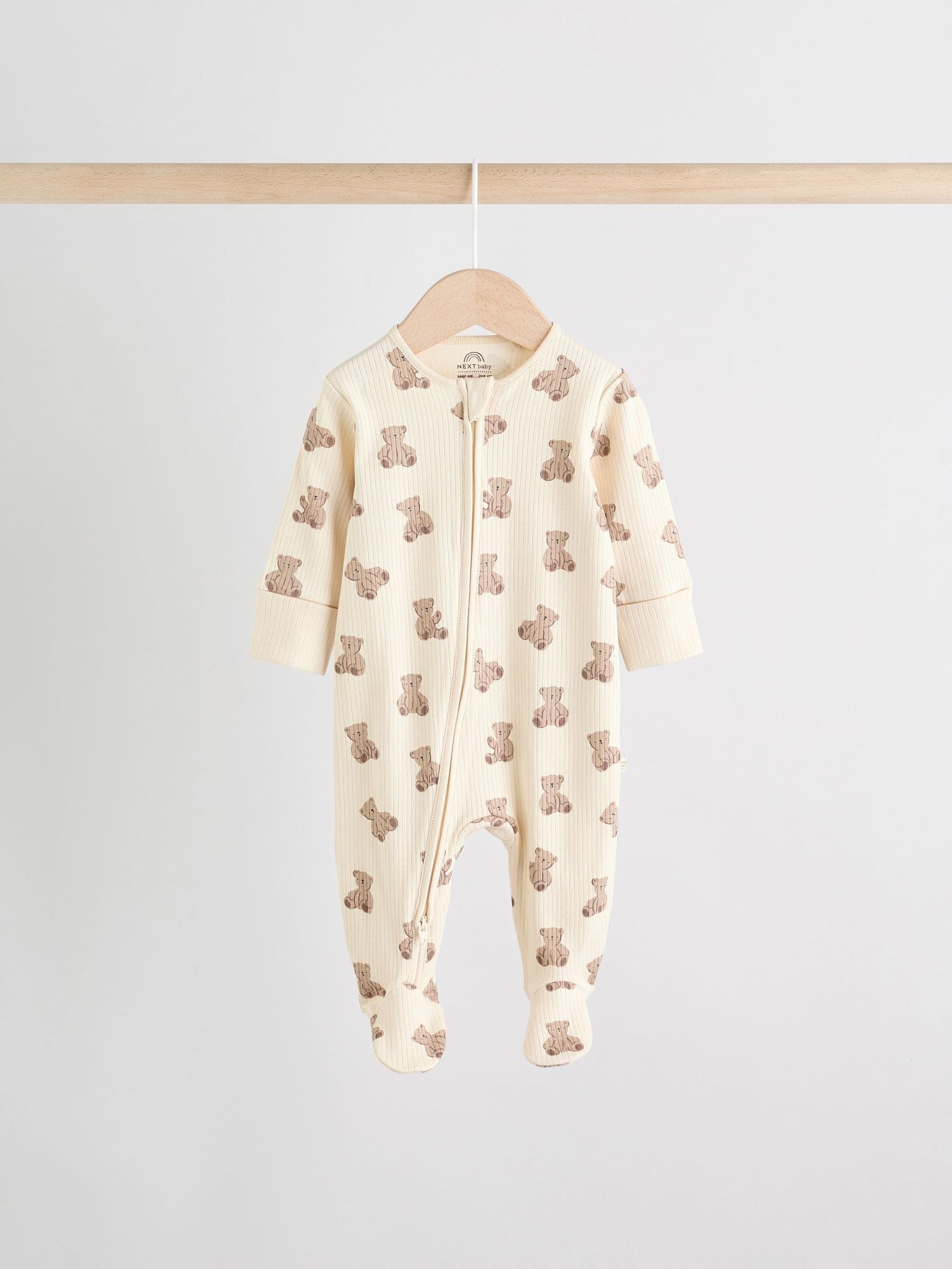 Brown Bear Print Two Way Zip Baby Sleepsuits 4 Pack (0mths-2yrs)
