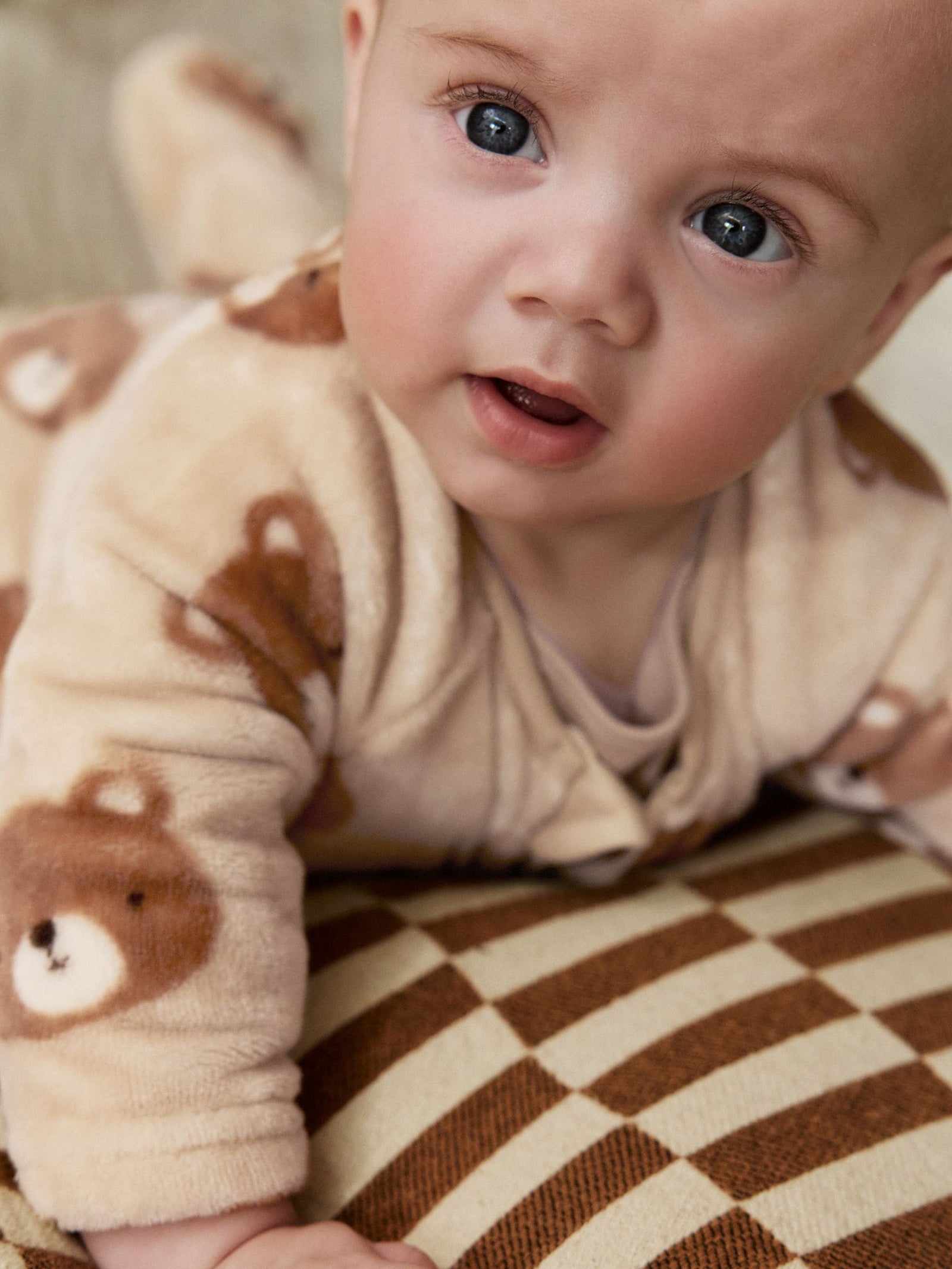 Brown Bear Fleece Baby Sleepsuit
