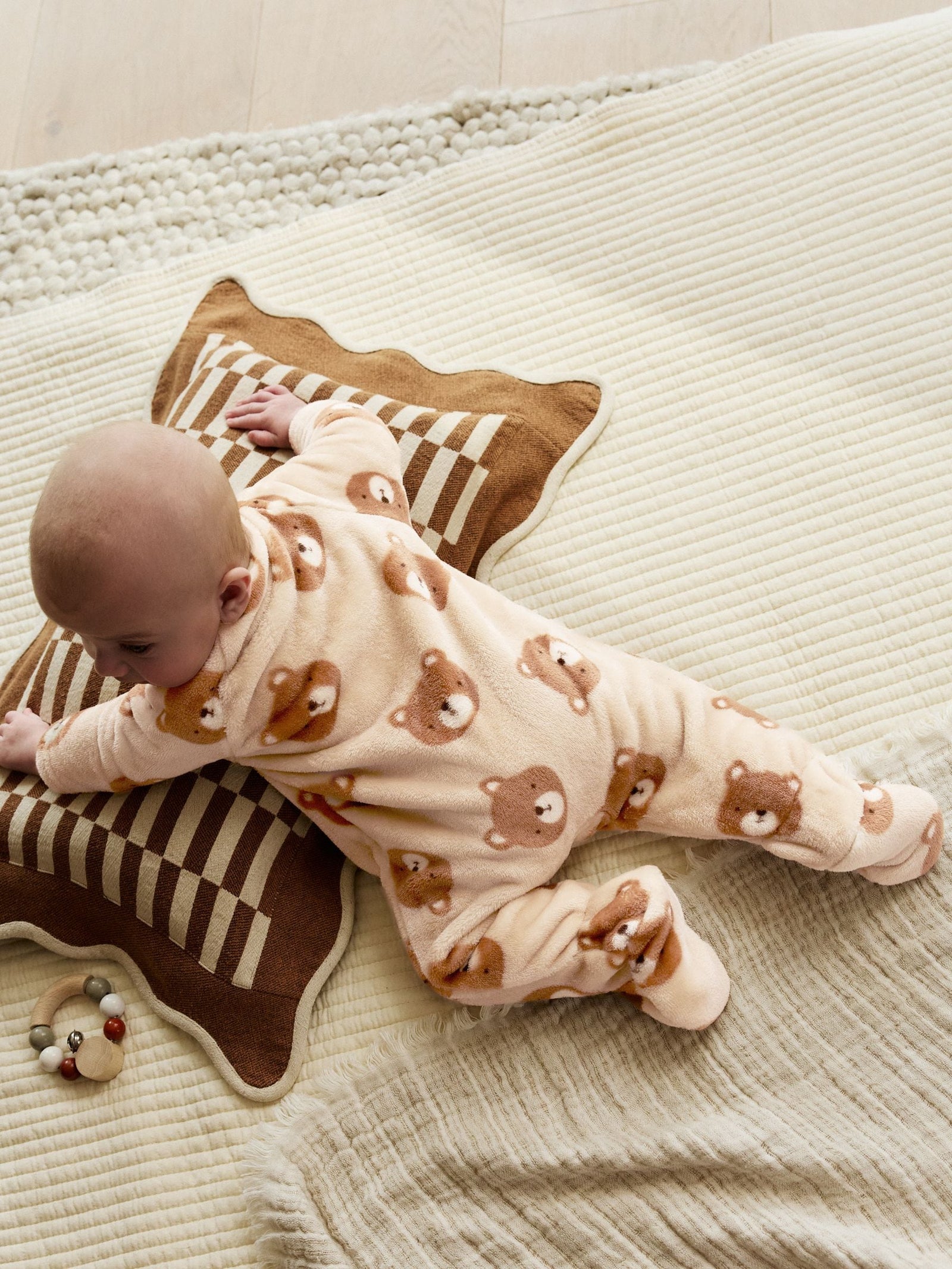 Brown Bear Fleece Baby Sleepsuit