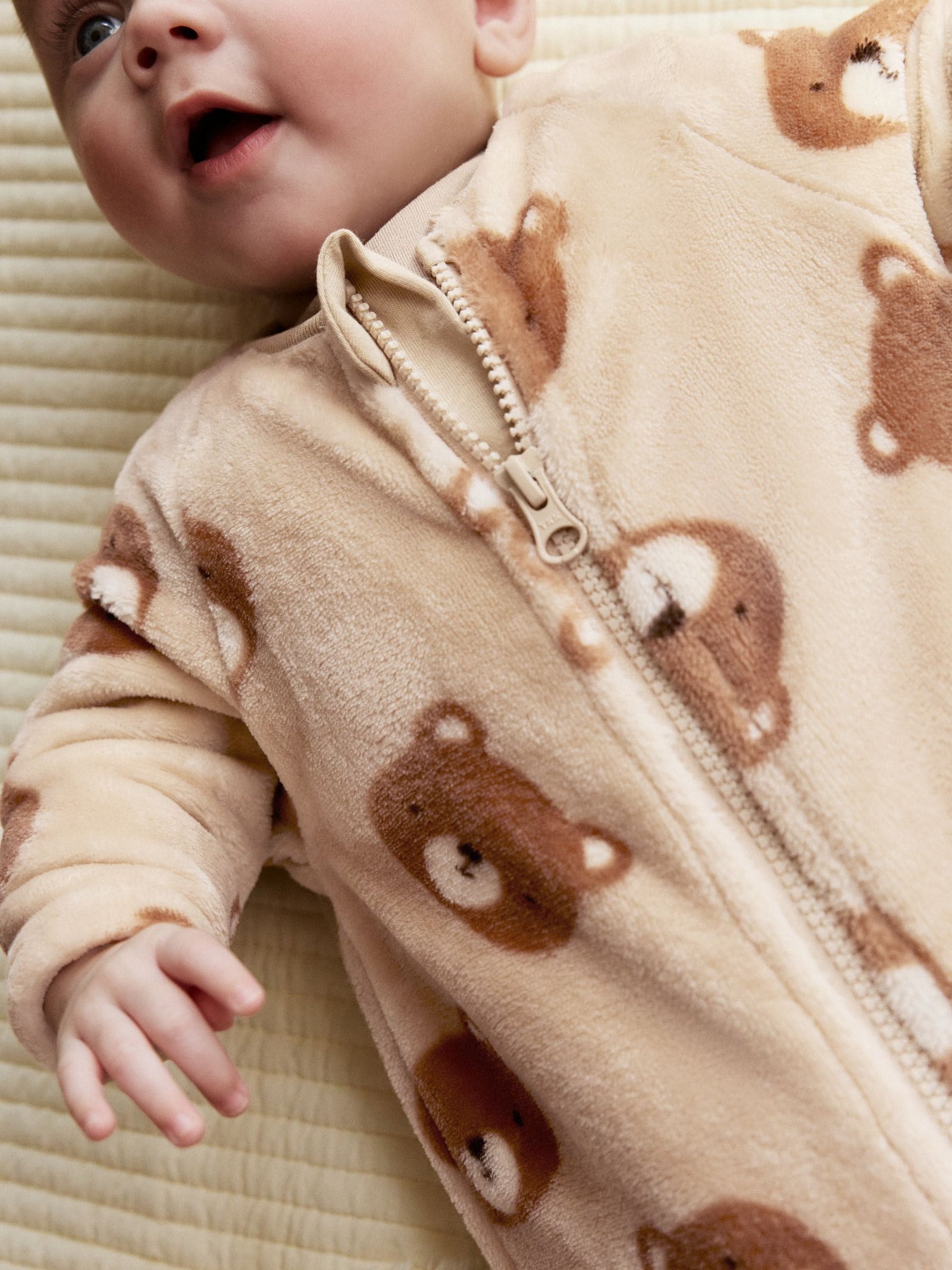 Brown Bear Fleece Baby Sleepsuit