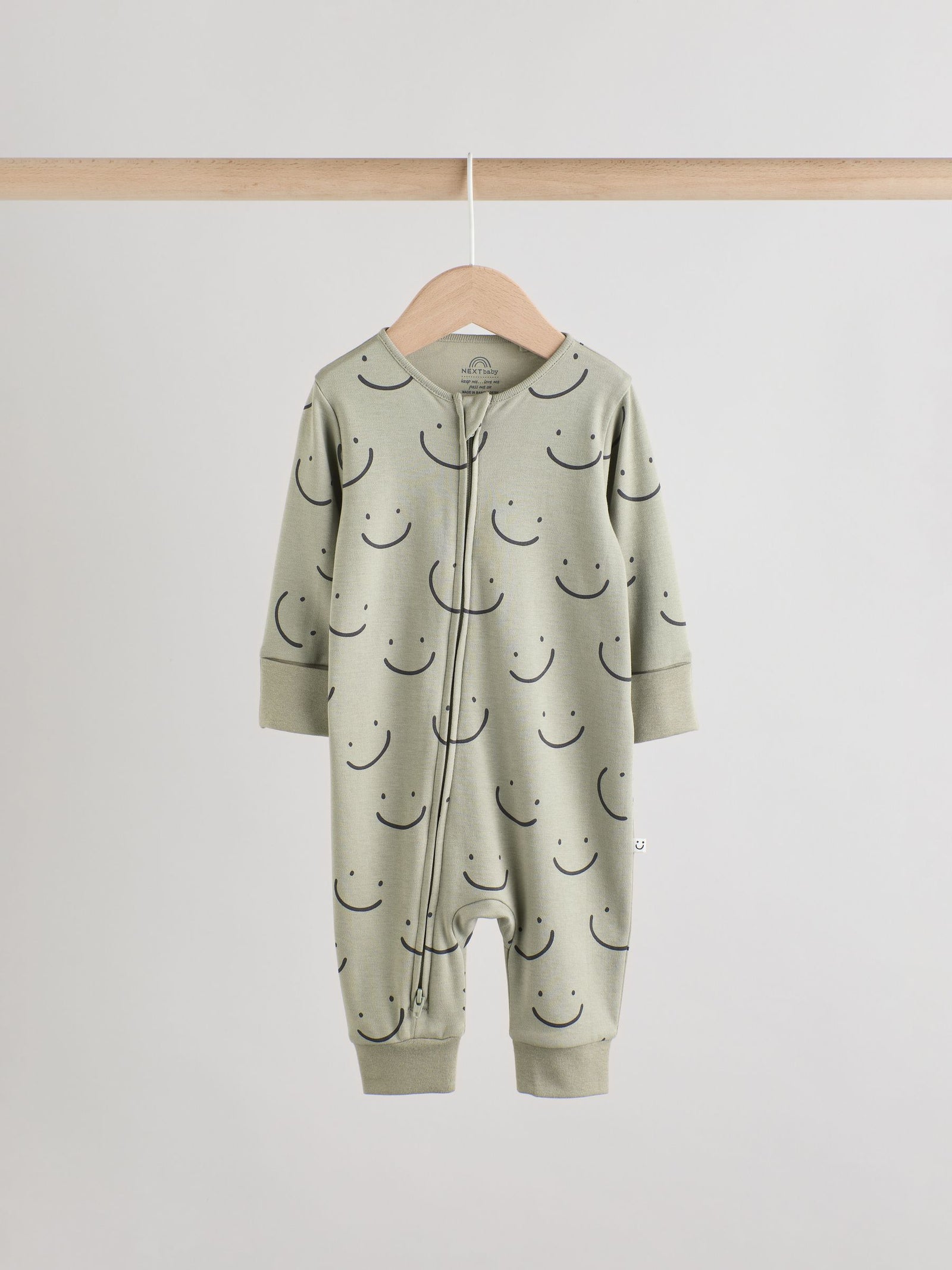 Olive Green 3 Pack Baby Sleepsuits (0mths-3yrs)