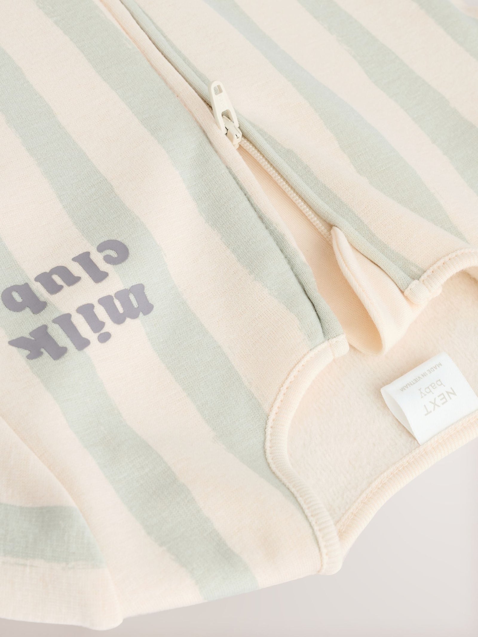 Sage Green Milk Club Baby Fleece Lined Sleepsuit