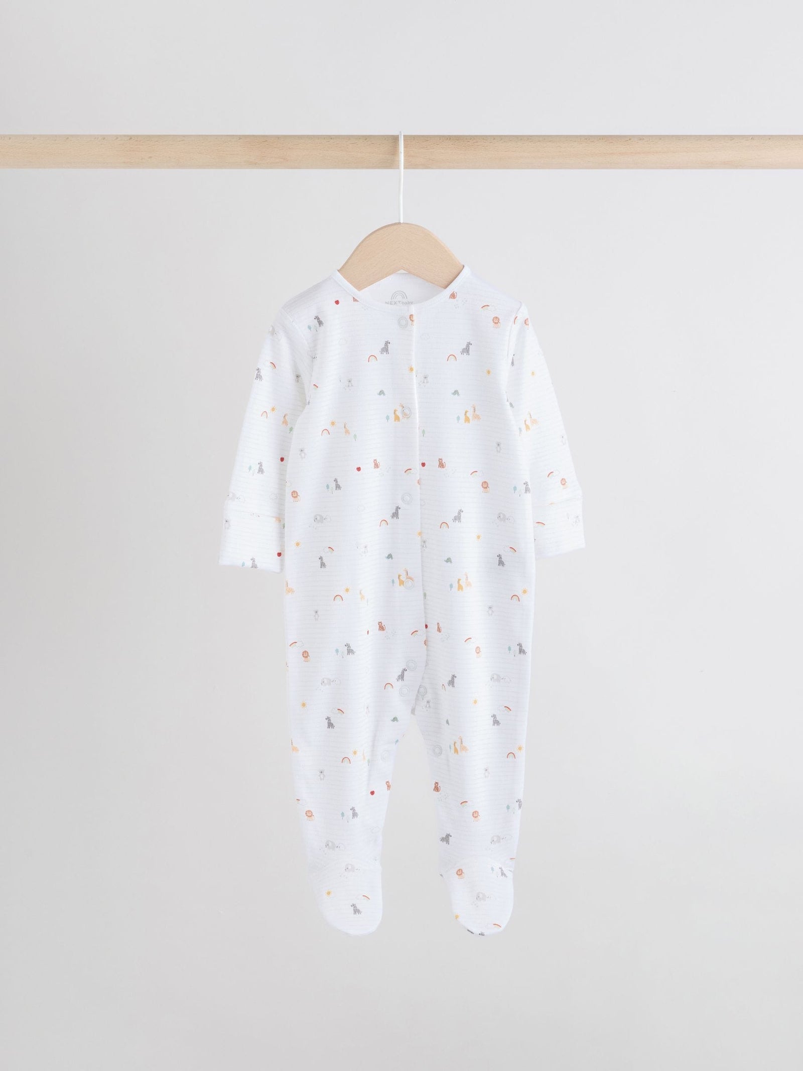 White 4 Pack Popper Baby Sleepsuits (0-2yrs)