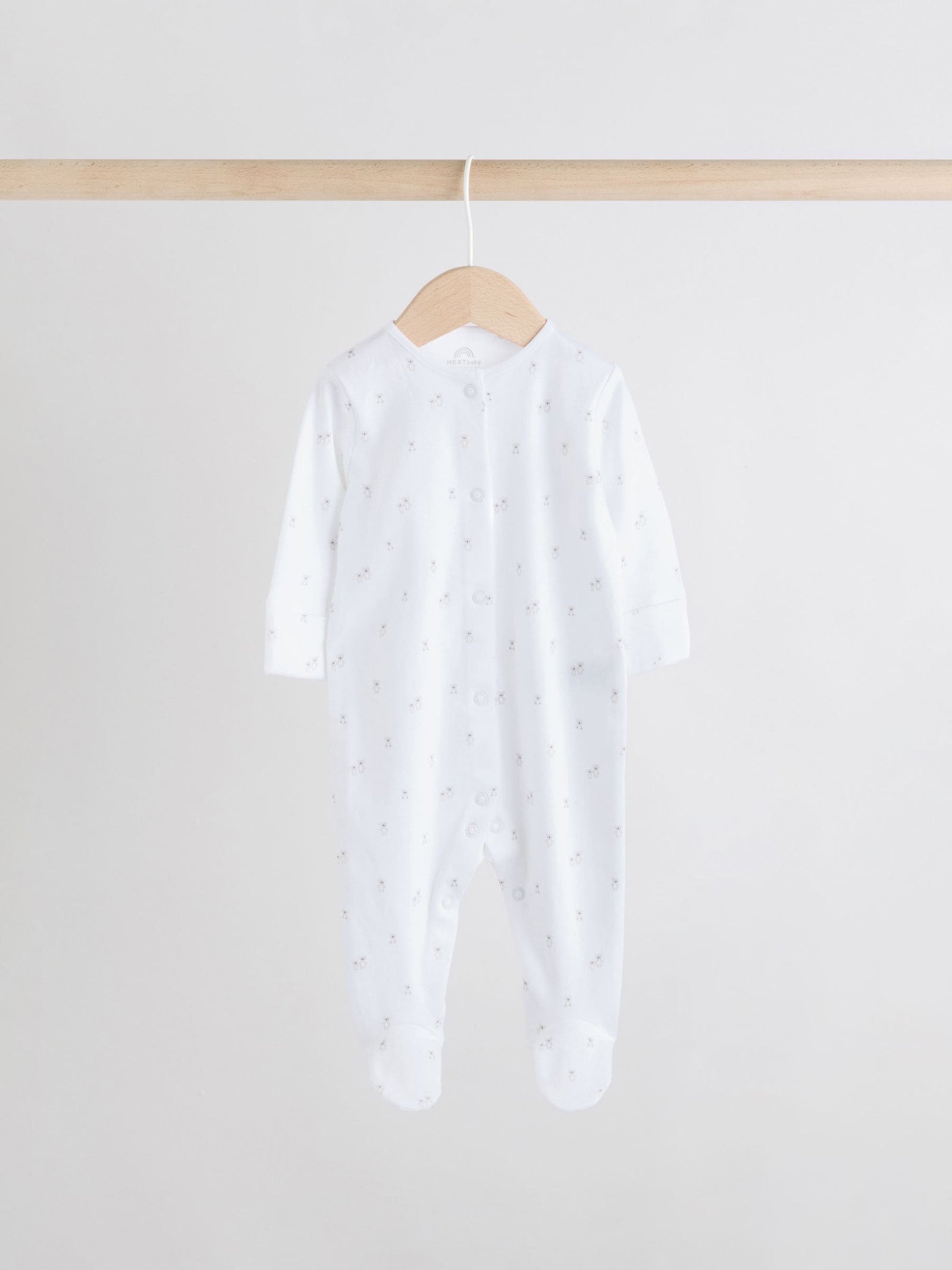 White 4 Pack Popper Baby Sleepsuits (0-2yrs)