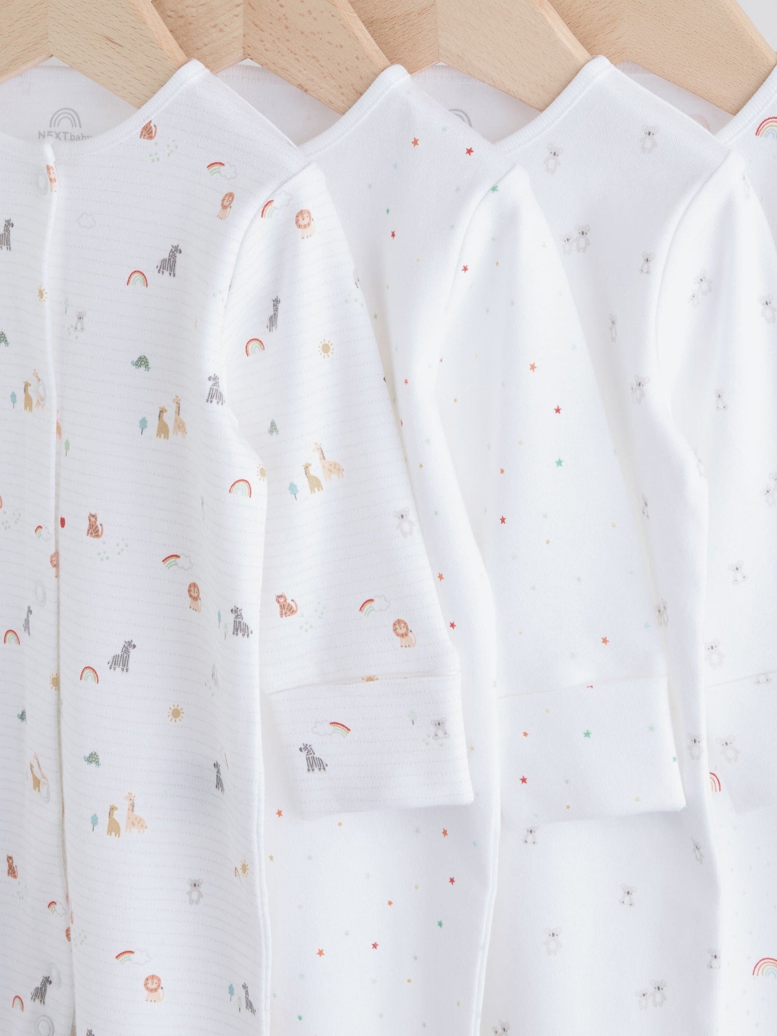 White 4 Pack Popper Baby Sleepsuits (0-2yrs)