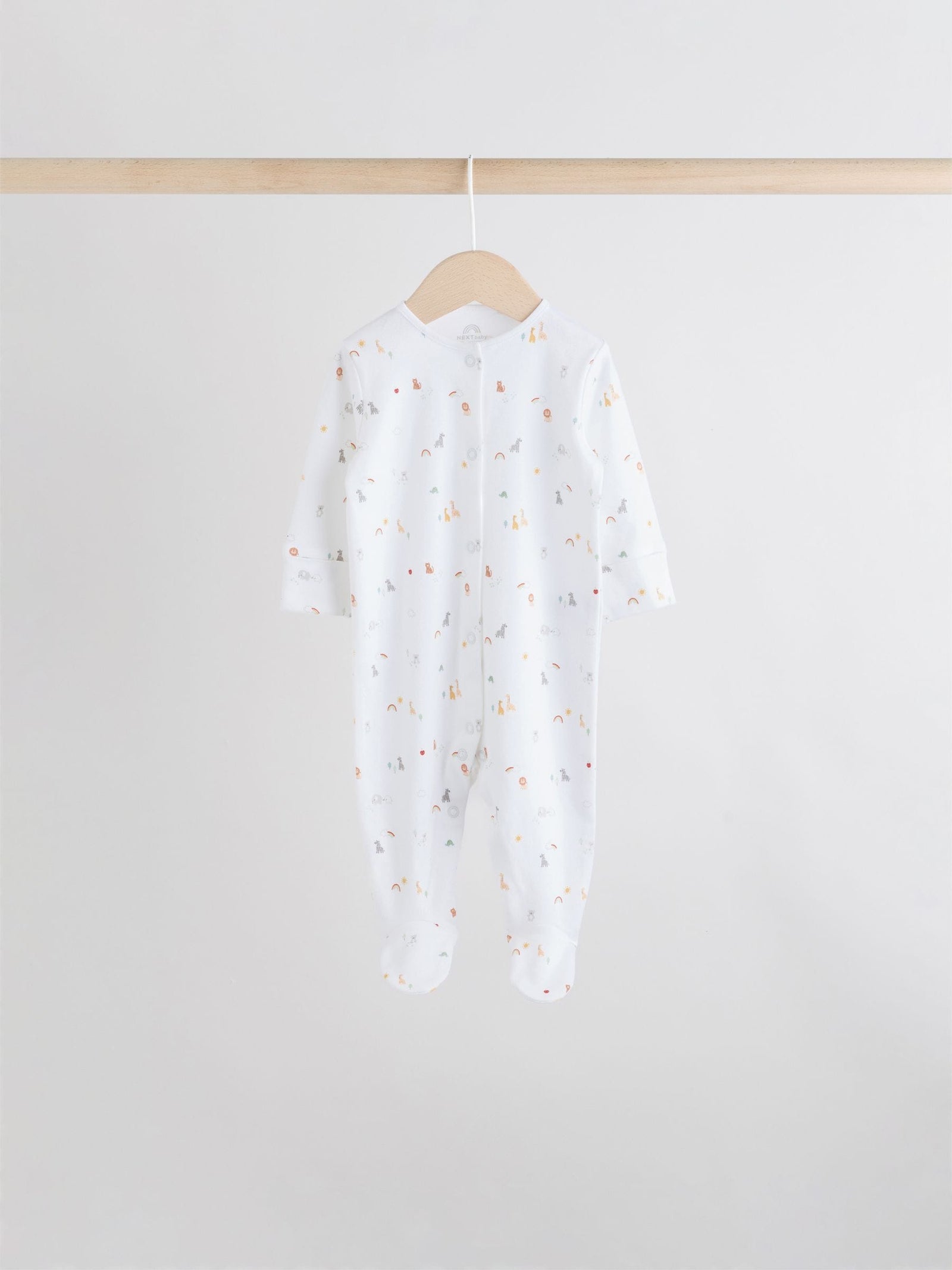 White 7 Pack Popper Baby Sleepsuits (0-2yrs)