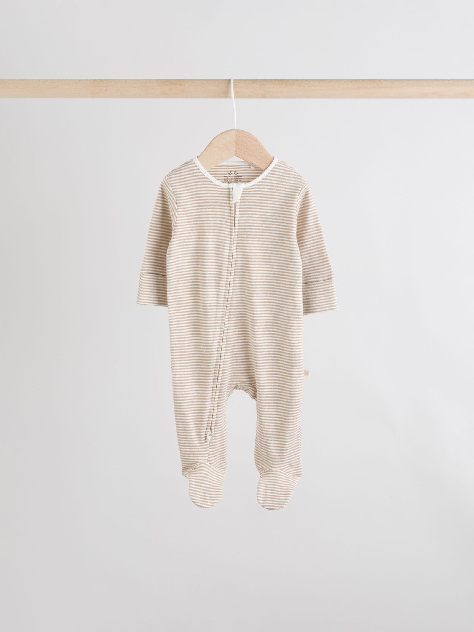 Cream 4 Pack Two Way Zip Baby Sleepsuits (0-2yrs)