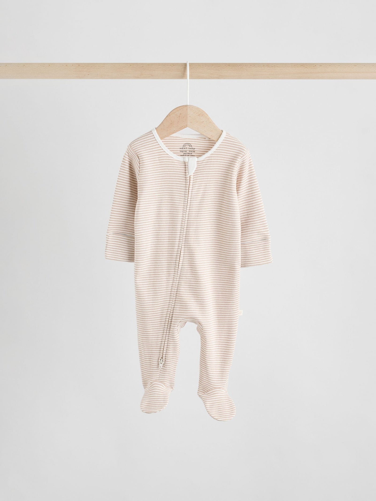 Neutral 7 Pack Two Way Zip Baby Sleepsuits (0-2yrs)