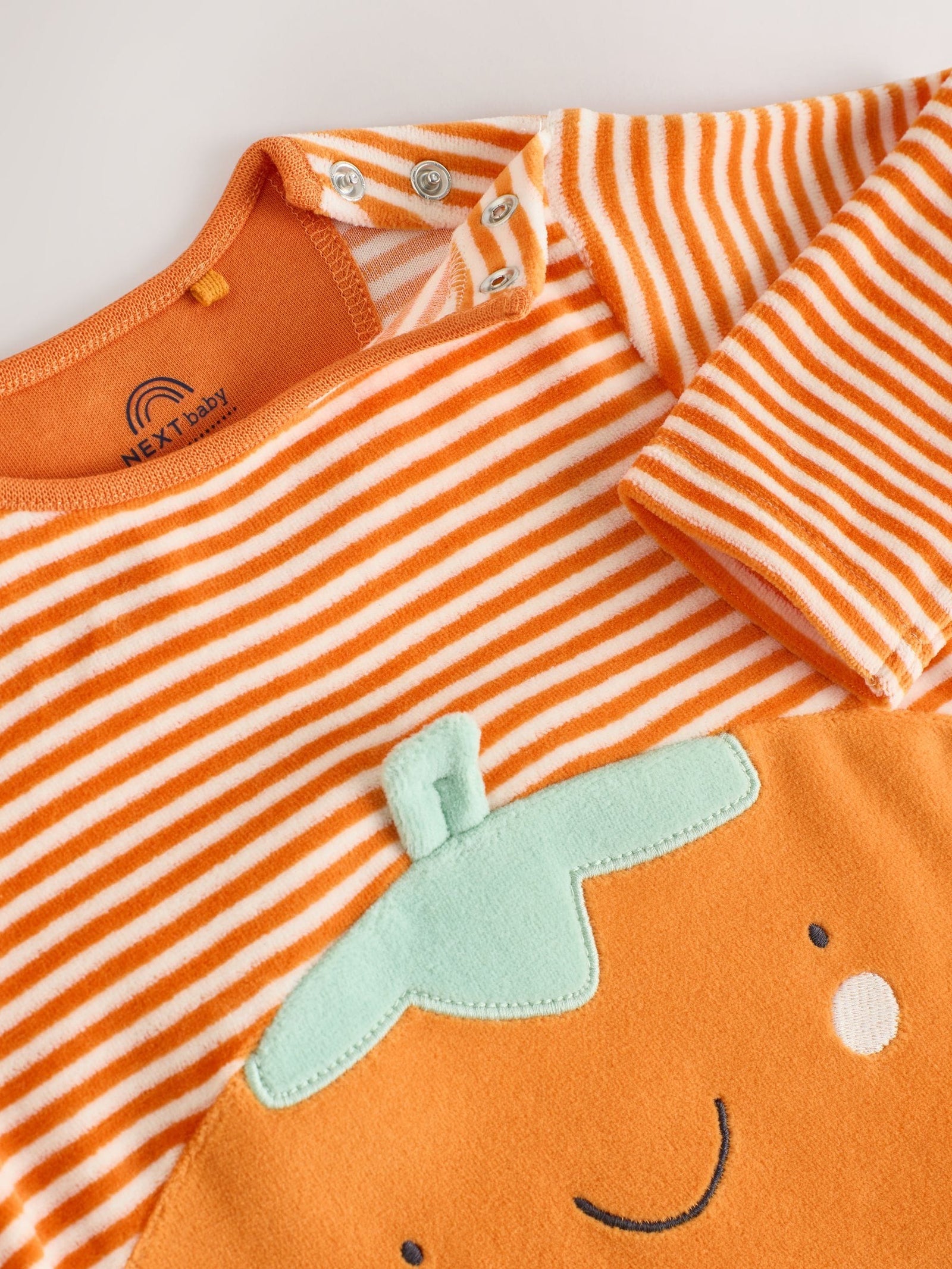 Orange Halloween Velour Pumpkin Dress Up Baby Sleepsuit