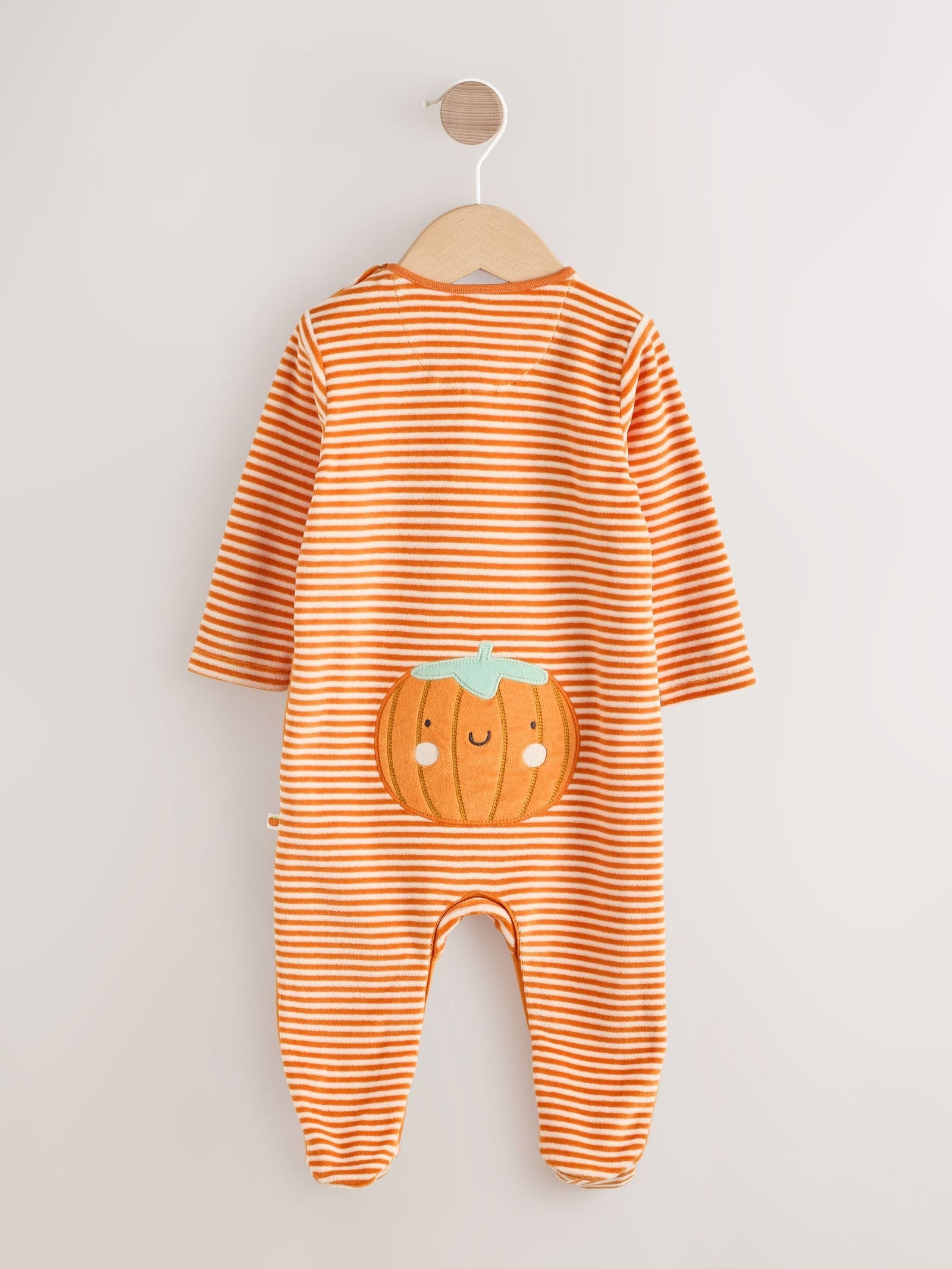 Orange Halloween Velour Pumpkin Dress Up Baby Sleepsuit