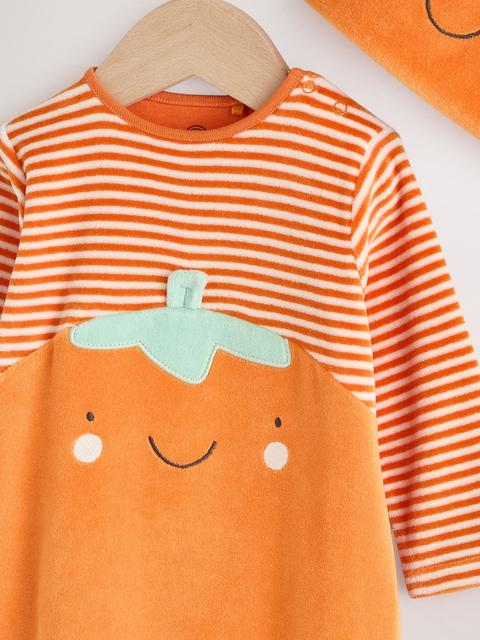Orange Halloween Velour Pumpkin Dress Up Baby Sleepsuit