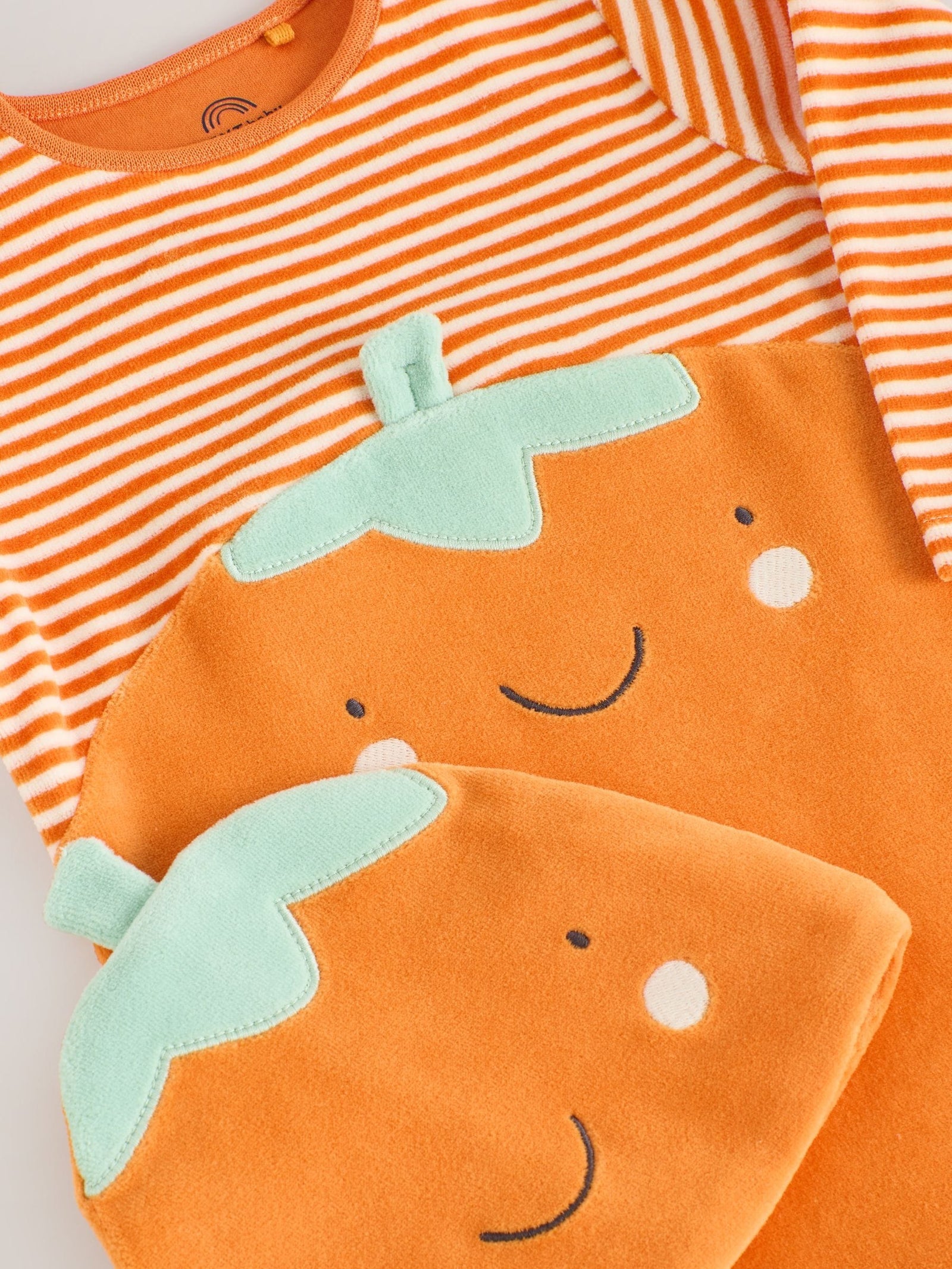 Orange Halloween Velour Pumpkin Dress Up Baby Sleepsuit