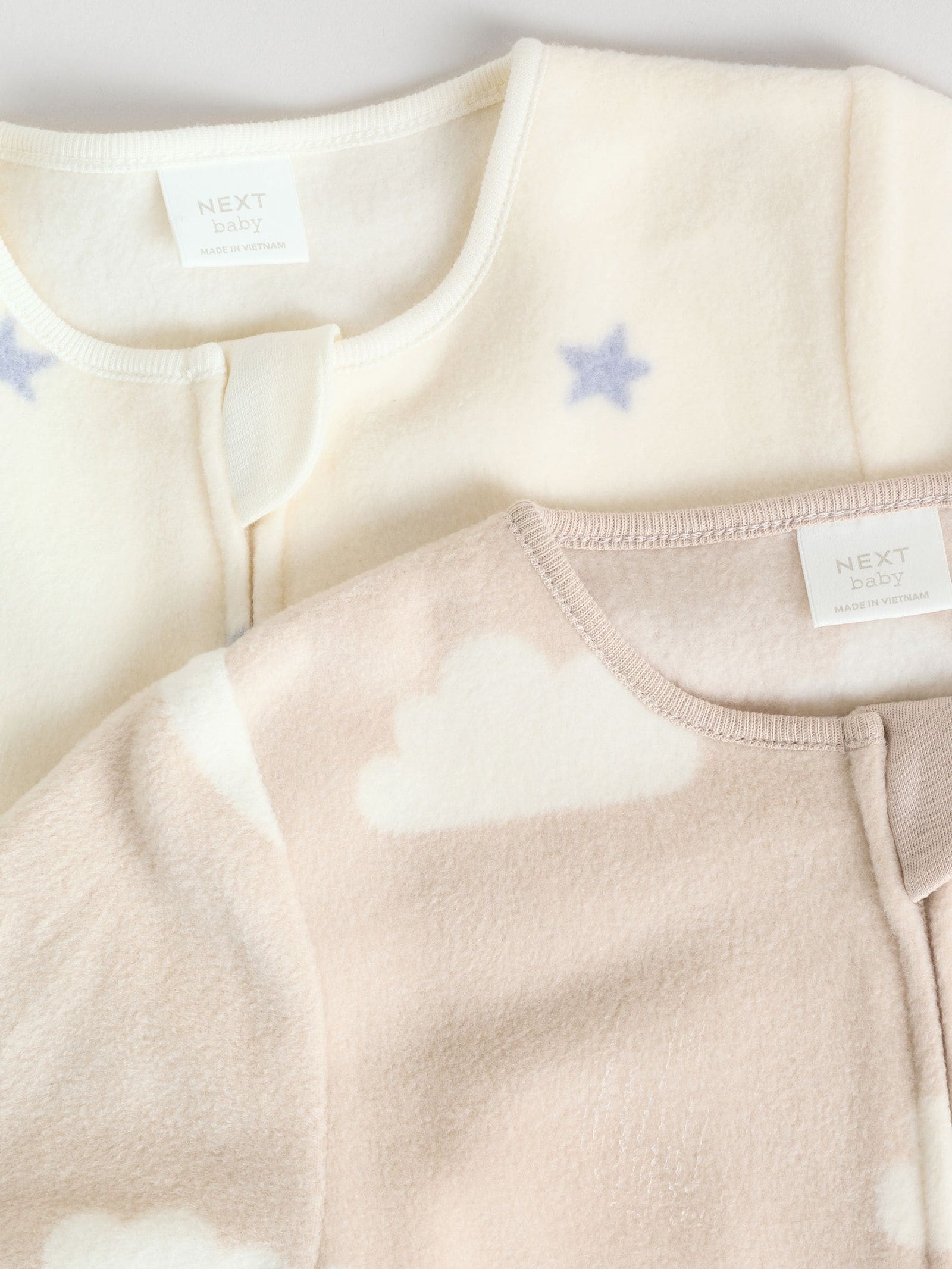 Neutral Baby Micro Fleece Two Way Zip Sleepsuits 2 Pack