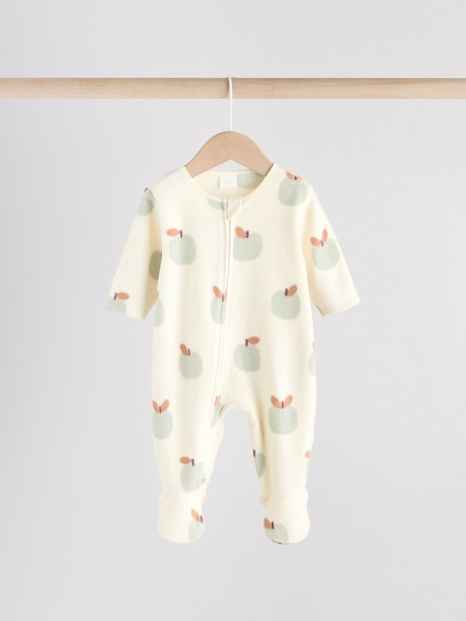 Sage Green Apple Baby Micro Fleece Two Way Zip Sleepsuits 2 Pack