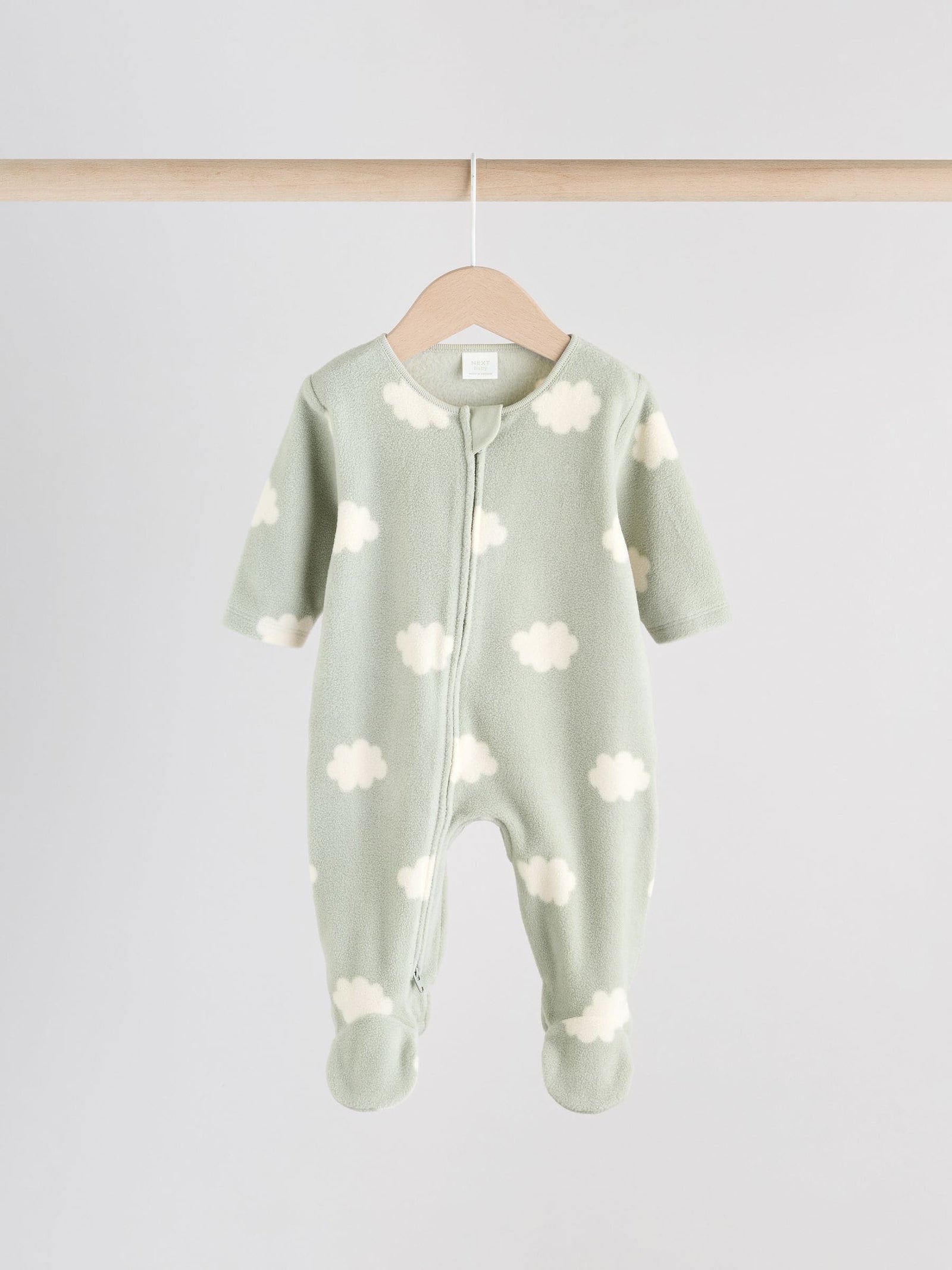 Sage Green Apple Baby Micro Fleece Two Way Zip Sleepsuits 2 Pack