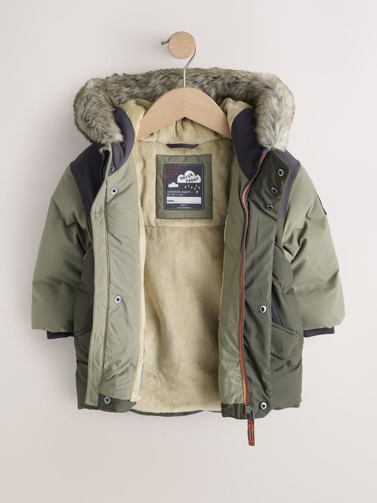 Green Waterproof Warm Padded Coat (12mths-10yrs)