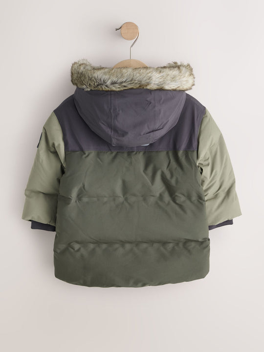 Green Waterproof Warm Padded Coat (12mths-10yrs)