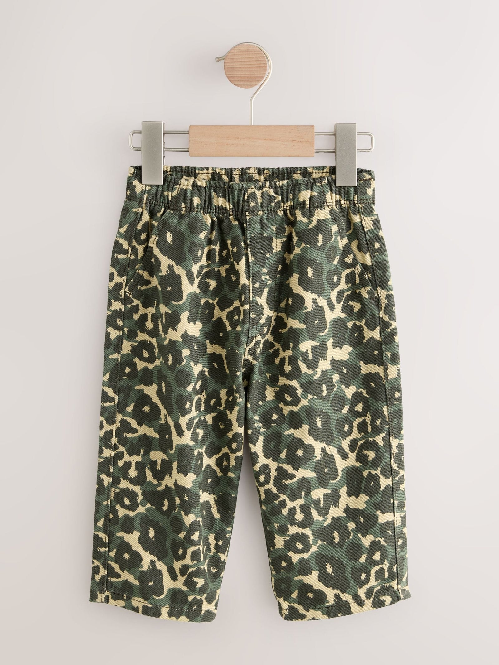 Green Leopard Print Pull On Wide Trousers (3mths-7yrs)