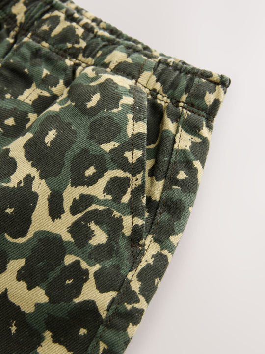 Green Leopard Print Pull On Wide Trousers (3mths-7yrs)