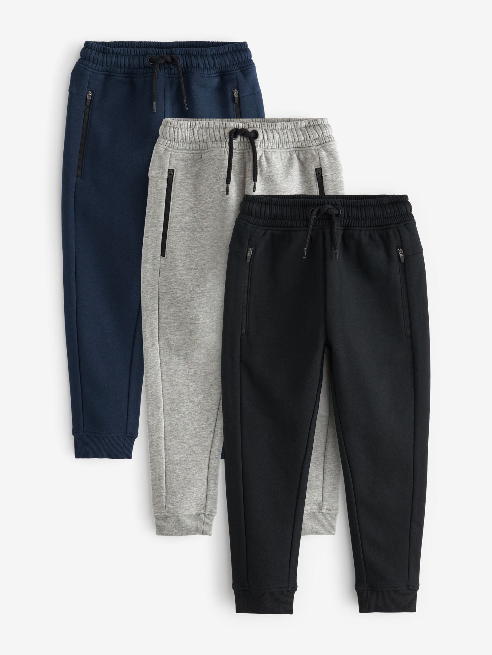 Multi Slim Fit Zip Joggers 3 Pack (3-16yrs)