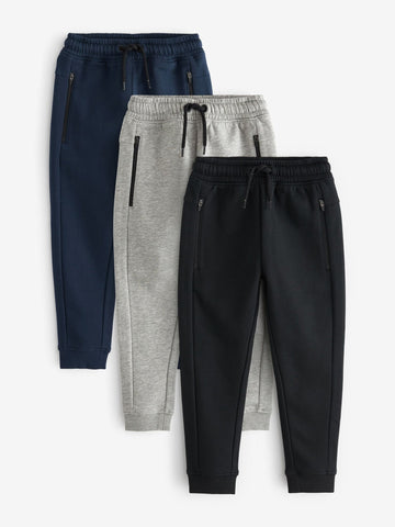 Multi Slim Fit Zip Joggers 3 Pack (3-16yrs)
