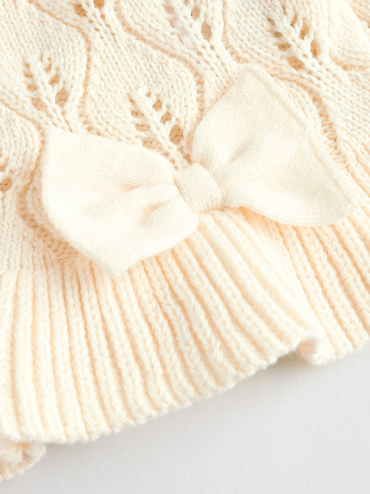 White Frill Knitted Bow Cardigan Set (0mths-3yrs)