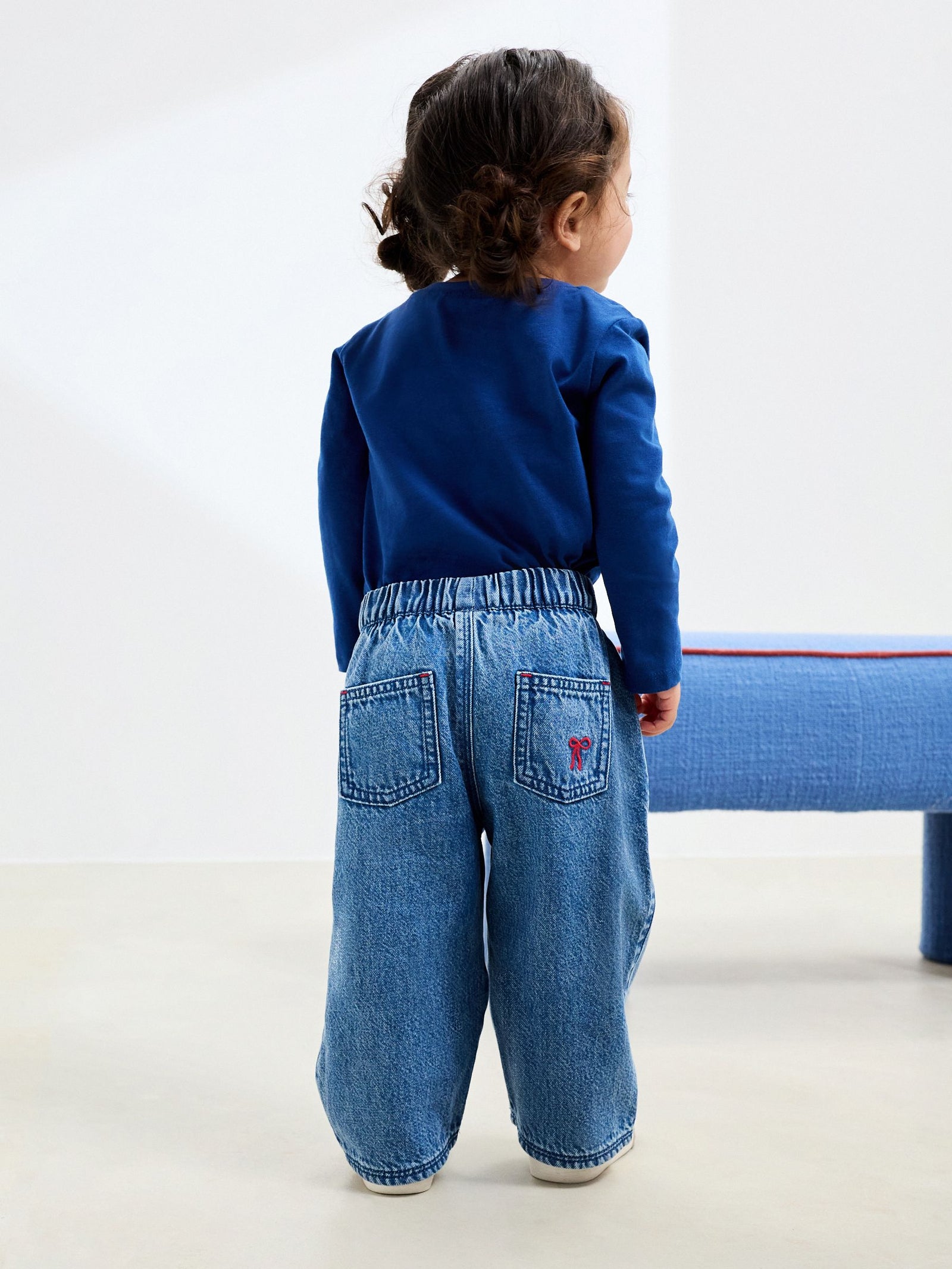 Mid Blue Denim Bow Embroidered Jeans (3mths-7yrs)