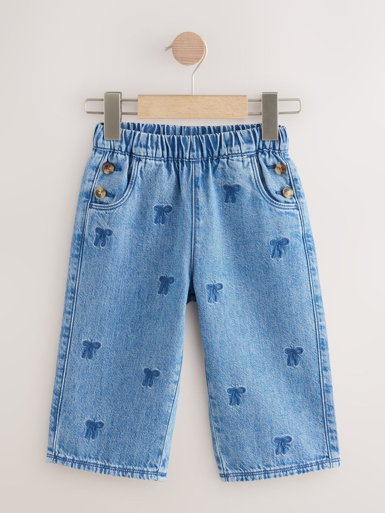 Mid Blue Denim Bow Embroidered Jeans (3mths-7yrs)