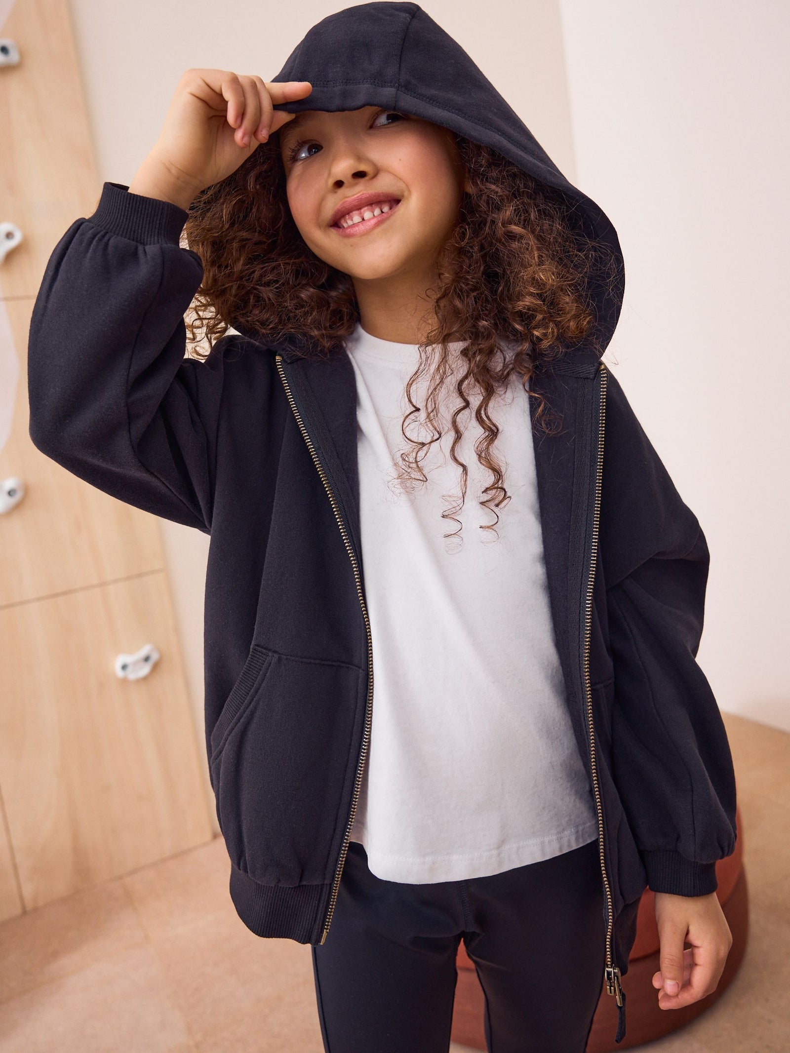 Black Cotton Rich Zip Through Sports Hoodie (3-16yrs)