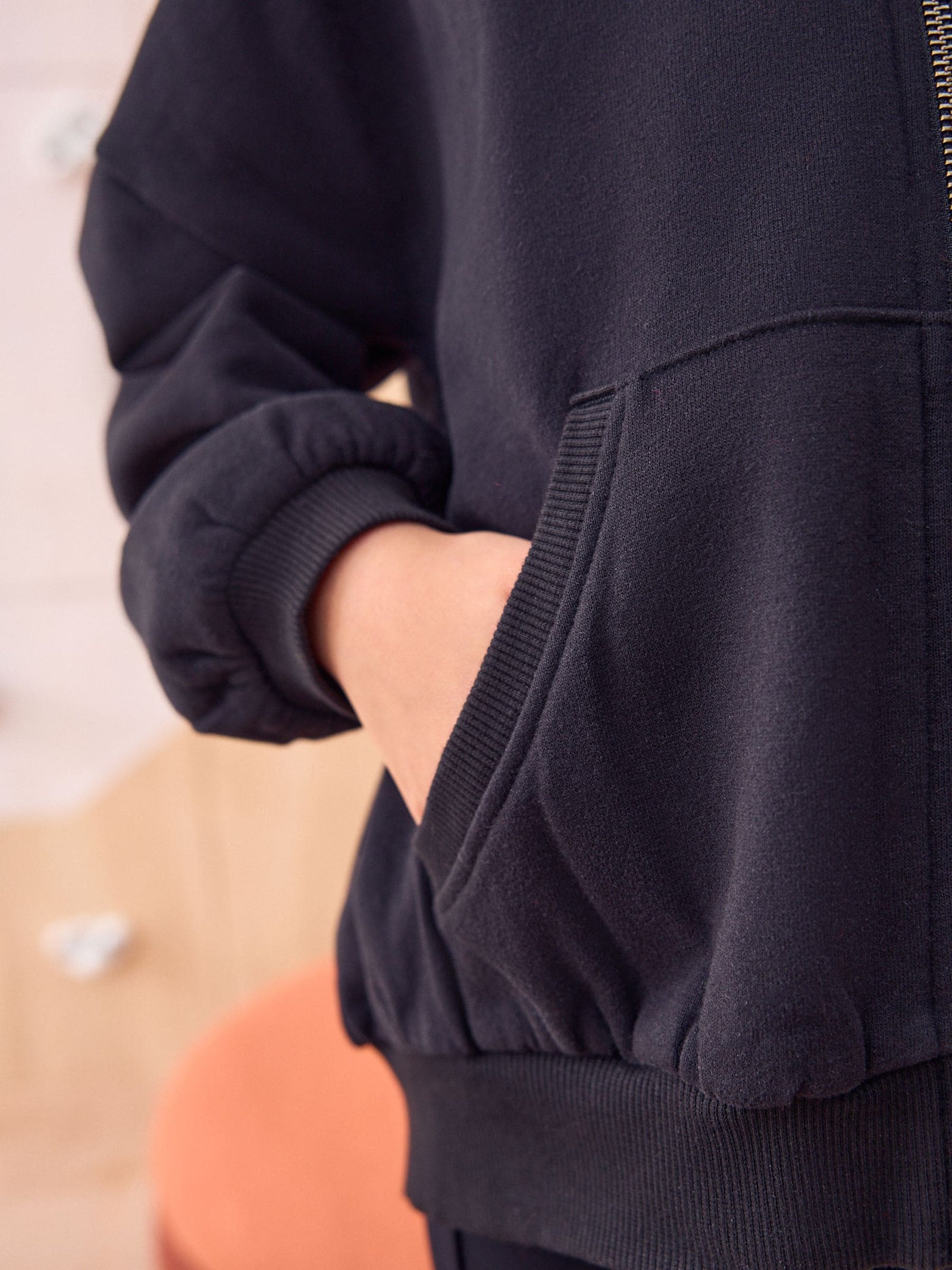 Black Cotton Rich Zip Through Sports Hoodie (3-16yrs)