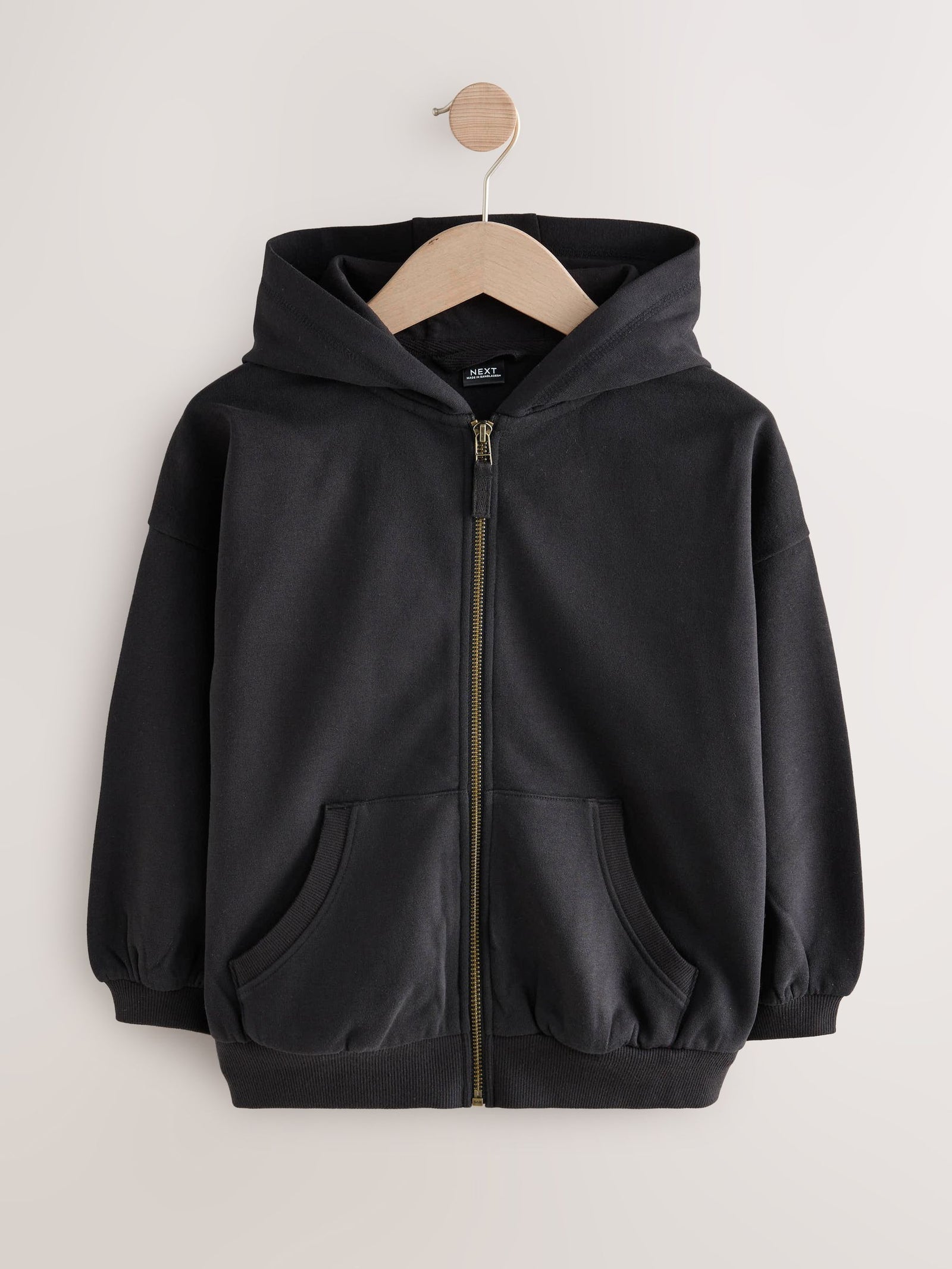 Black Cotton Rich Zip Through Sports Hoodie (3-16yrs)