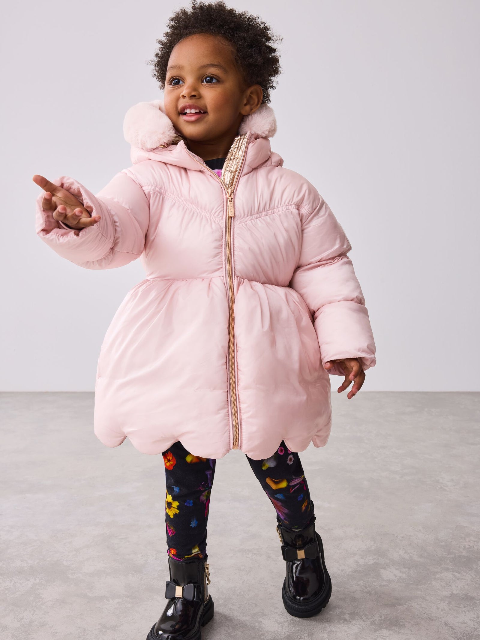 Baker by Ted Baker Shower Resistant Scallop Padded Coat With Detachable Bag