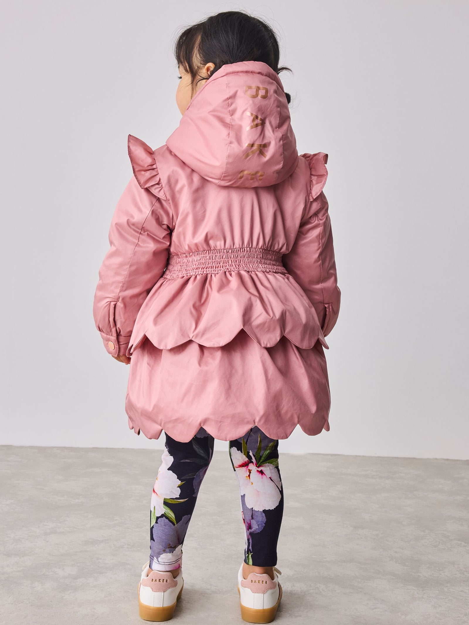 Baker by Ted Baker Pink Shower Resistant Lightweight Scallop Raincoat